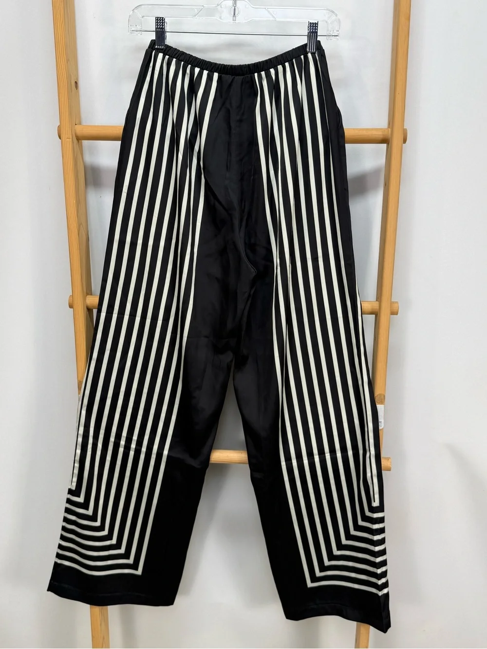 COMMENSE Black & White Striped Wide-Leg Pants size S